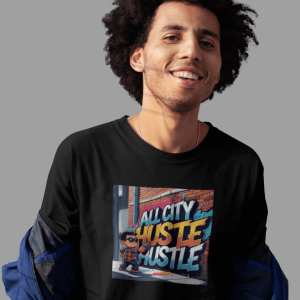 ACH9 Retro Urban Hustle T-Shirt, Unisex Graphic Tee, Casual Streetwear, Gift for Creatives, Everyday Wear, All City Hustle