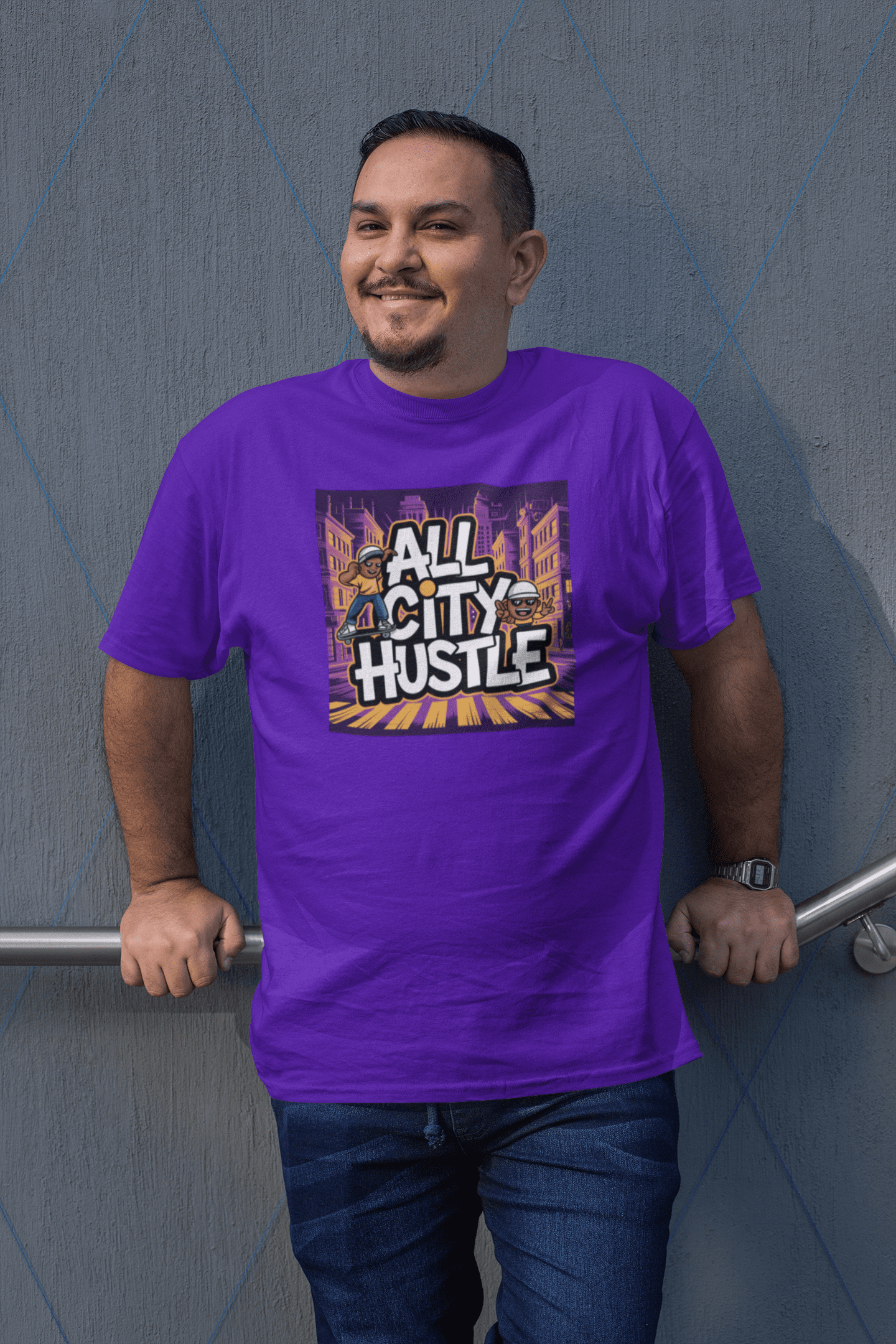 ACH13 Retro Urban Hustle T-Shirt, Unisex Graphic Tee, Casual Streetwear, Gift for Creatives, Everyday Wear, All City Hustle