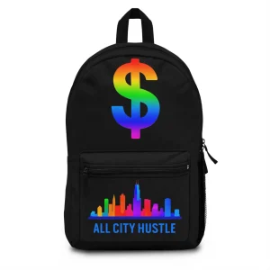 ACHBP5 BLACK Urban Hustle Backpack - School Book Bag, Stylish Daypack, Trendy Carry All Bag, Gym Bag for On The Go