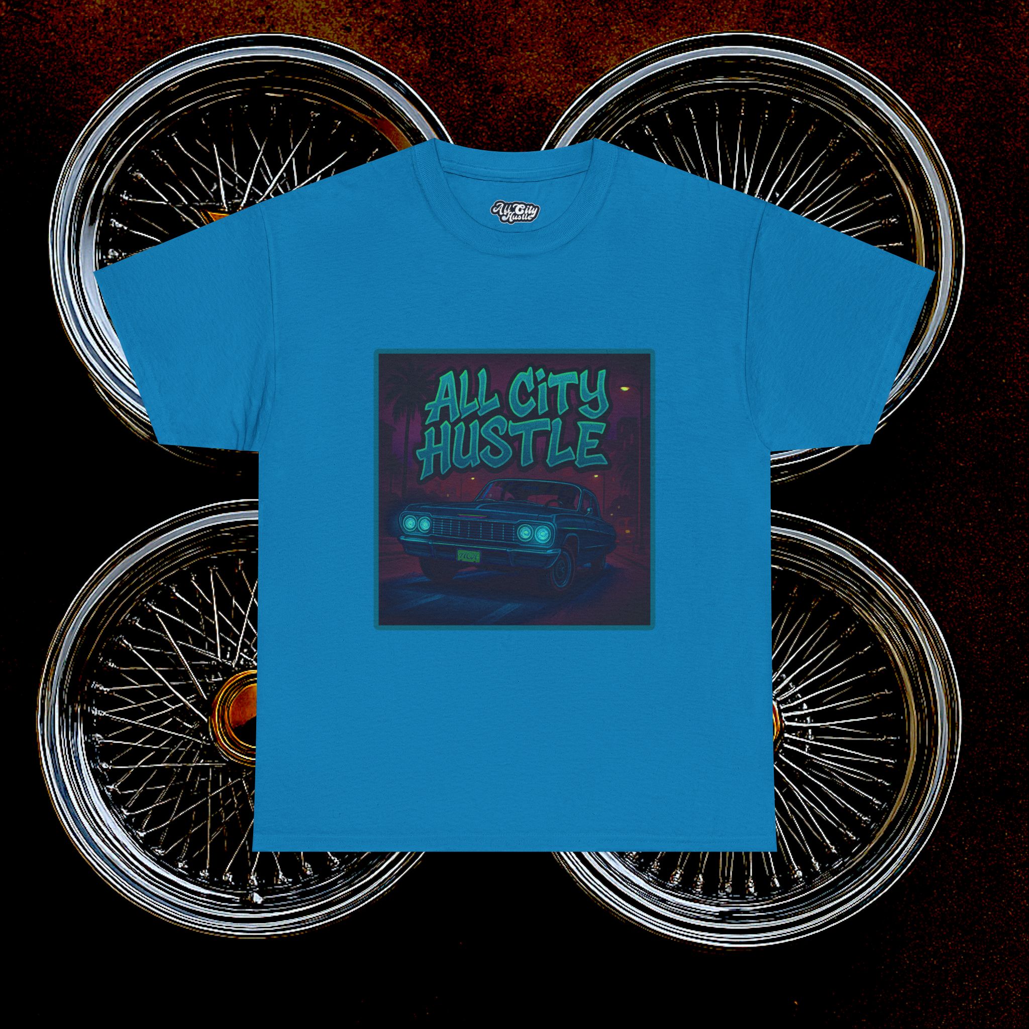 ACHLOWRIDER11 - 2 Sided Graphic Tee | Unisex Heavy Cotton Tee for Lowrider Lovers, Gifts, Retro Old School Vibes, Summer Wear, Casual Car Show Fashion