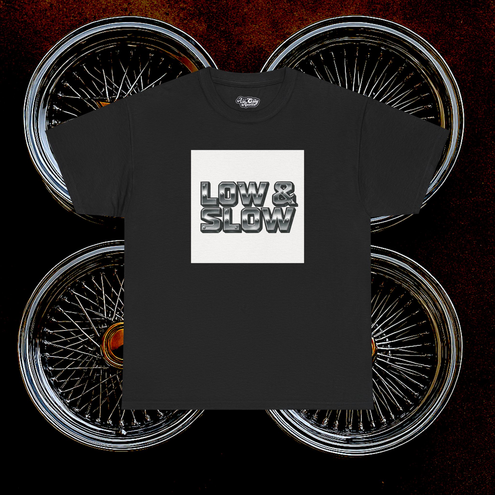 ACHLOWRIDER12 - 2 Sided Graphic Tee | Unisex Heavy Cotton Tee for Lowrider Lovers, Gifts, Retro Old School Vibes, Summer Wear, Casual Car Show Fashion