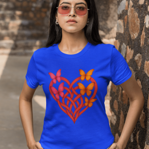 ART2 Heart Butterfly Unisex Heavy Cotton Tee, Casual Wear, Summer Fashion, Gift Idea, Eco-Friendly Tee, Everyday Comfort