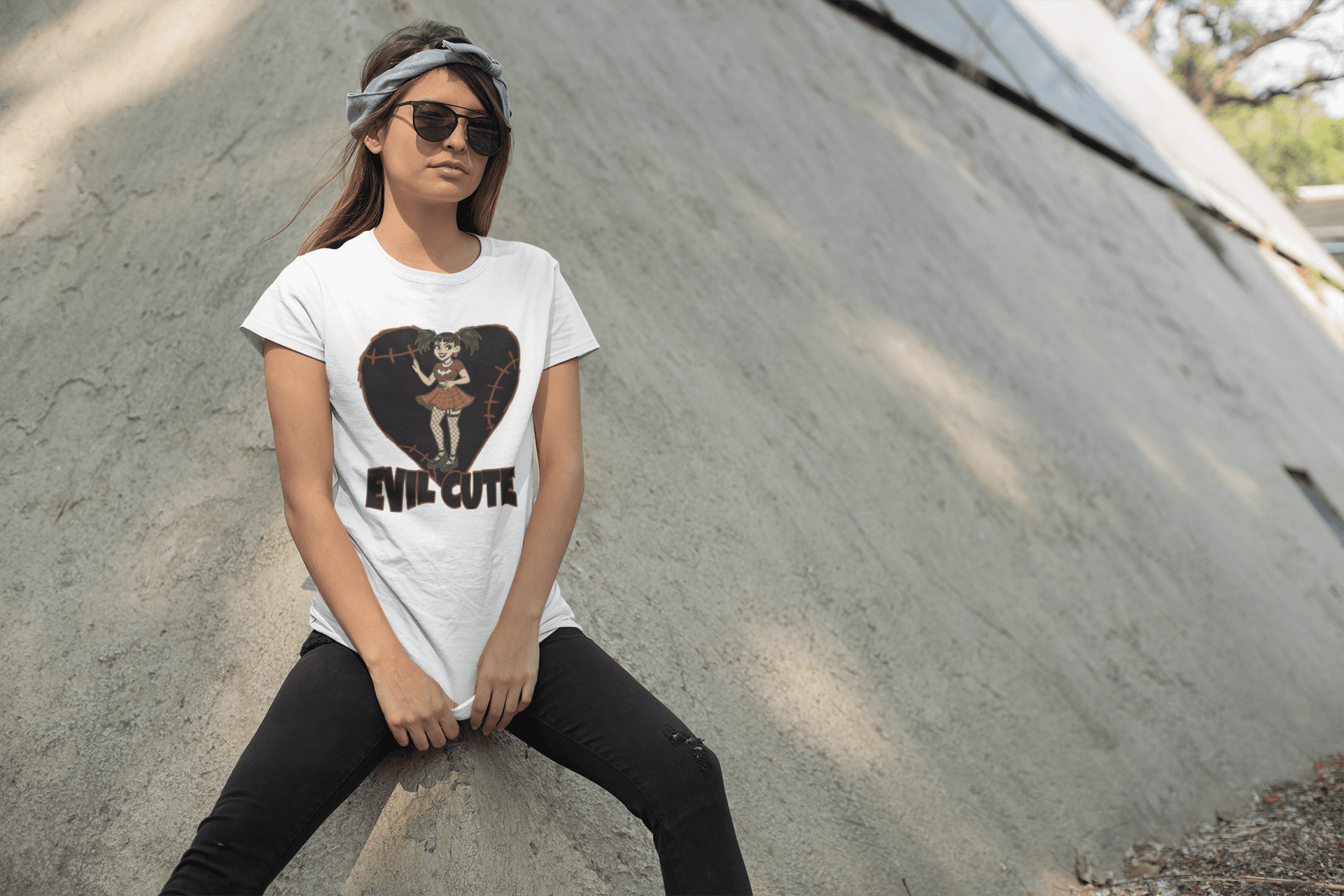 DARK1 Evil Cute Graphic Tee, Unisex Cotton Tee, Trendy T-Shirt, Casual Wear, Gift for Her, Halloween Apparel