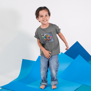 ASHBURG TODDLER22 Cute Toddler Short Sleeve Tee with KIDS Design, Kids T-Shirt, Play Shirt, Cartoon Tee,Gift for All Occasions, Funtime Apparel