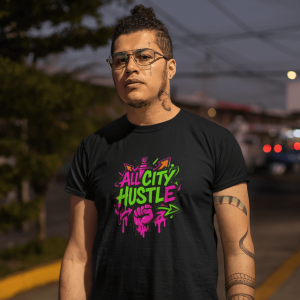 ACH71 Retro Urban Hustle T-Shirt, Unisex Graphic Tee, Casual Streetwear, Gift for Creatives, Everyday Wear, All City Hustle