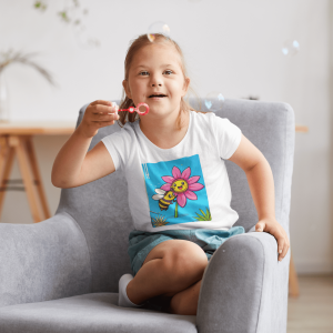 ASHBURG TODDLER114 Cute Toddler Short Sleeve Tee with KIDS Design, Kids T-Shirt, Play Shirt, Cartoon Tee,Gift for All Occasions, Funtime Apparel