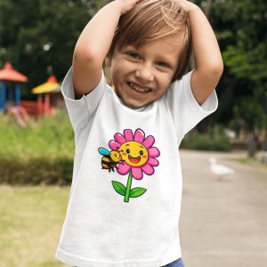 ASHBURG TODDLER122 Cute Toddler Short Sleeve Tee with KIDS Design, Kids T-Shirt, Play Shirt, Cartoon Tee,Gift for All Occasions, Funtime Apparel