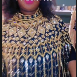 Premium Quality Embellished Black & Gold Kaftan Dress